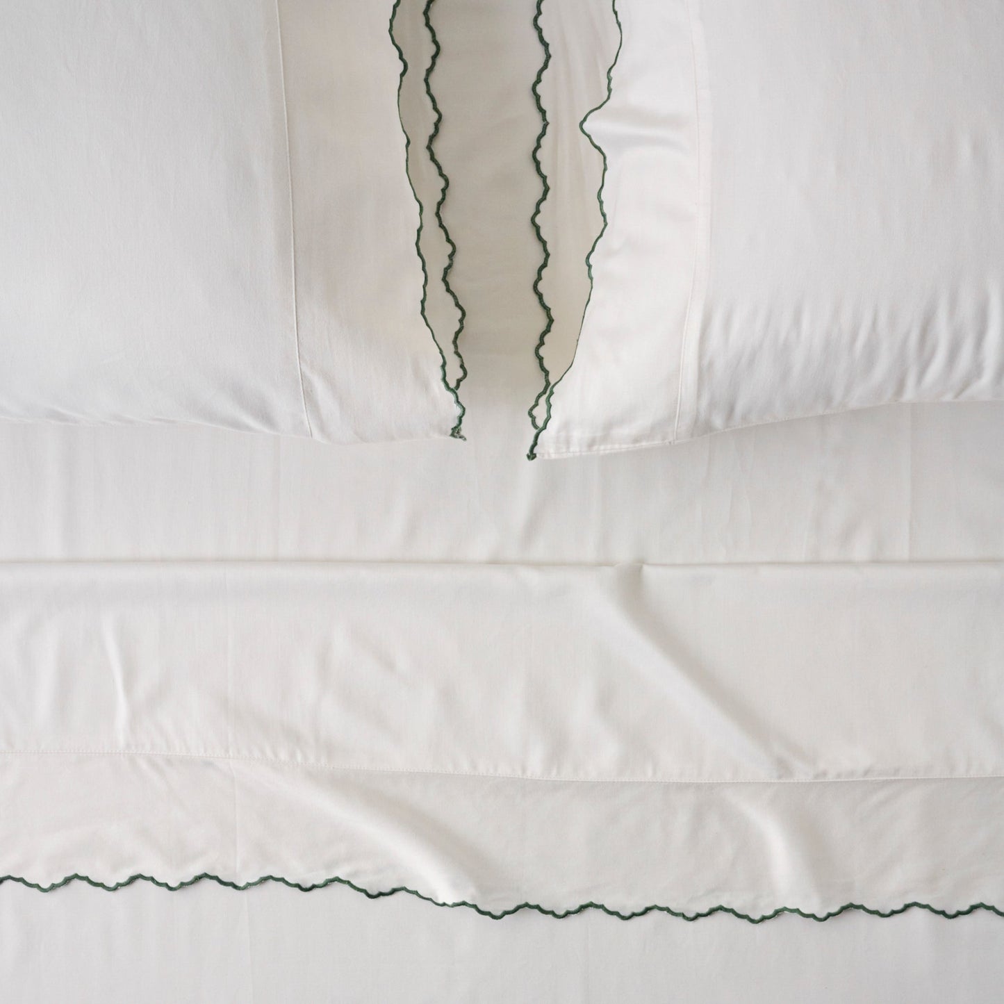 Dusty Green Flora Block Print Quilt + Sham Set (Queen)