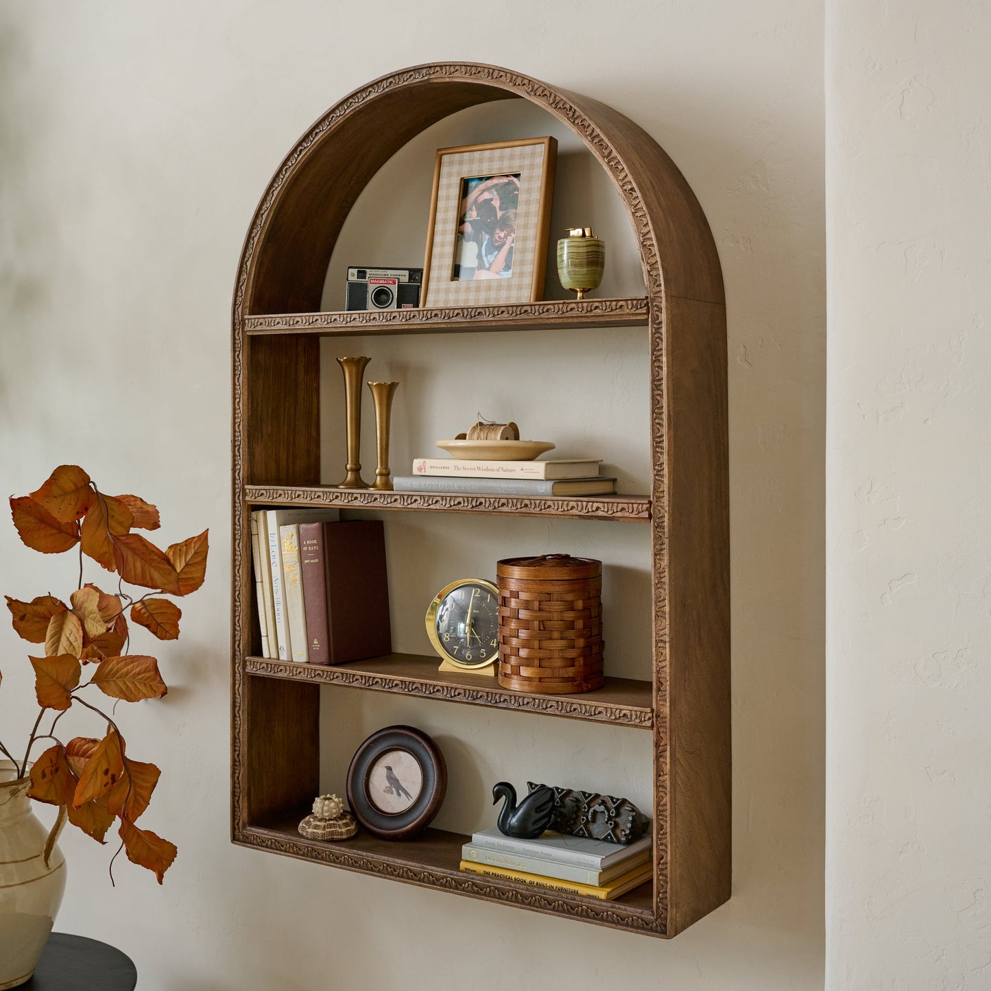 Hand Carved Wooden Archer Shelf