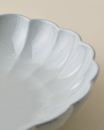 Oversized Grey Scalloped Serving Bowl