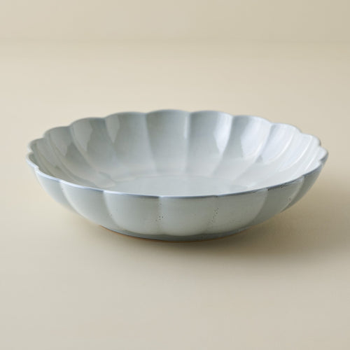 Oversized Grey Scalloped Serving Bowl