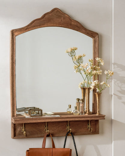 James Mirror with Hooks and Shelf