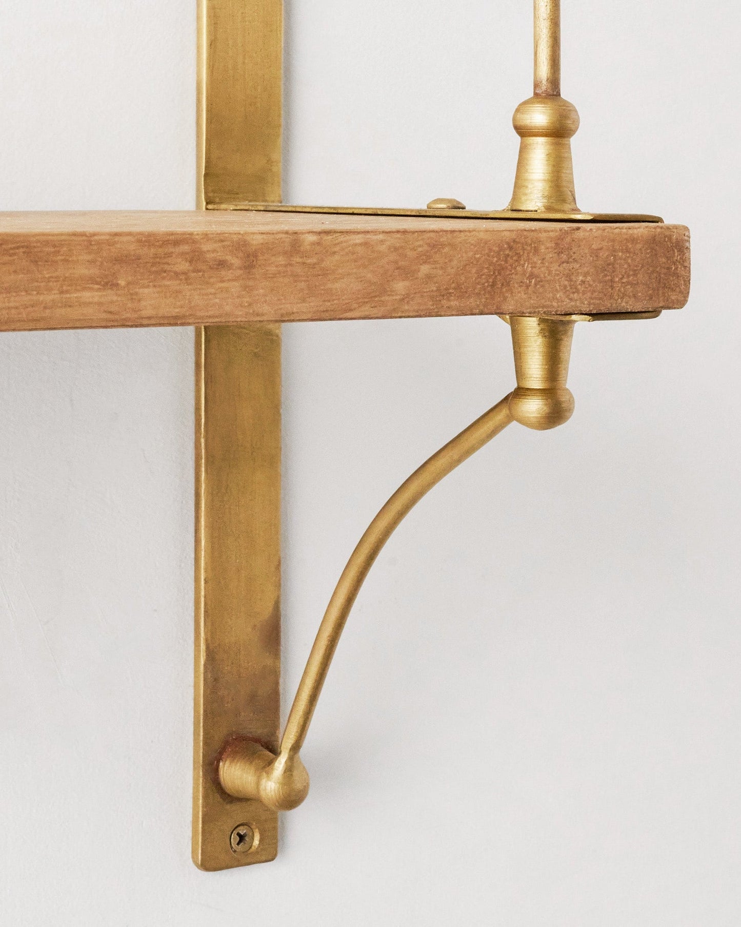 Triple Parker Brass and Wood Shelf