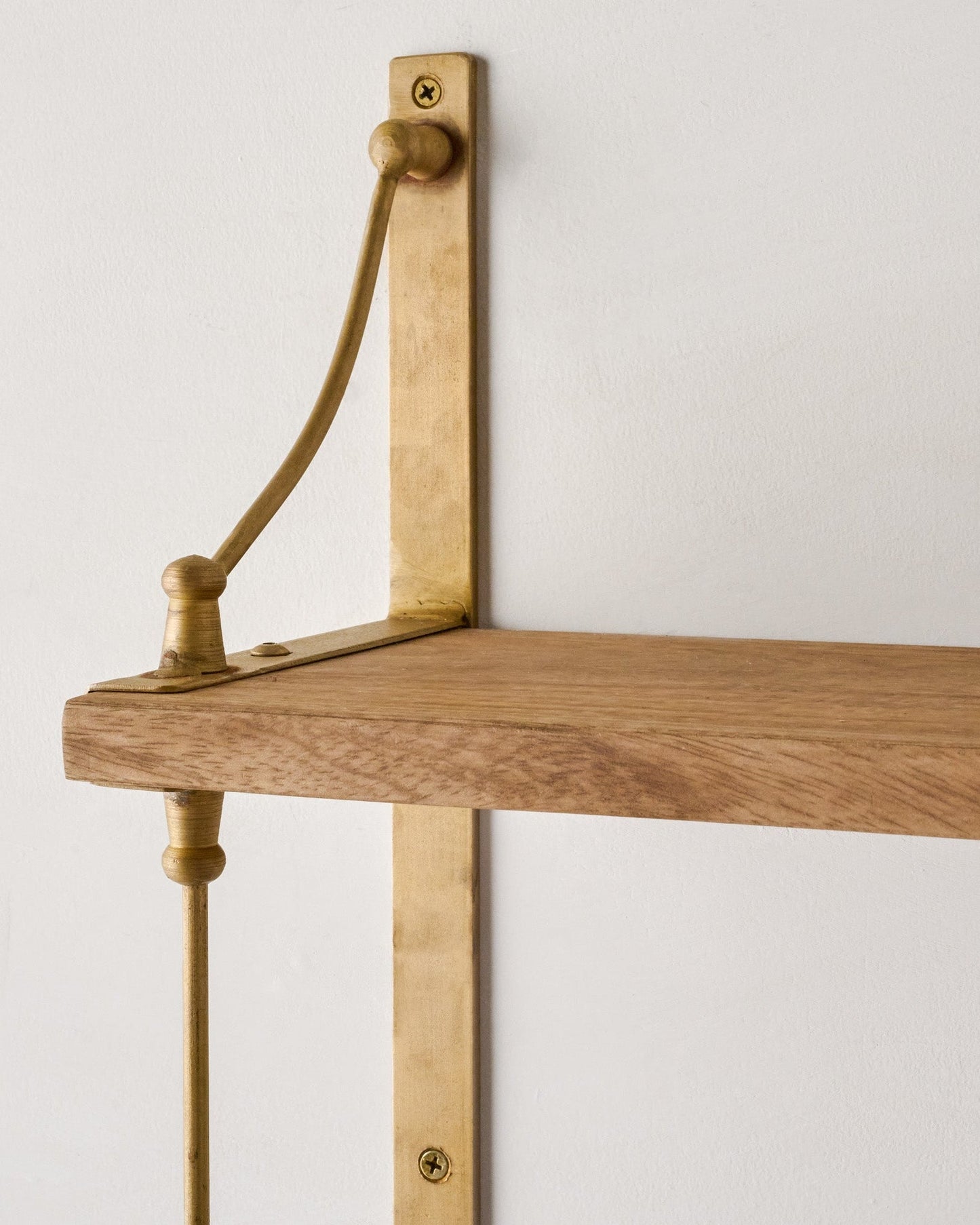 Triple Parker Brass and Wood Shelf