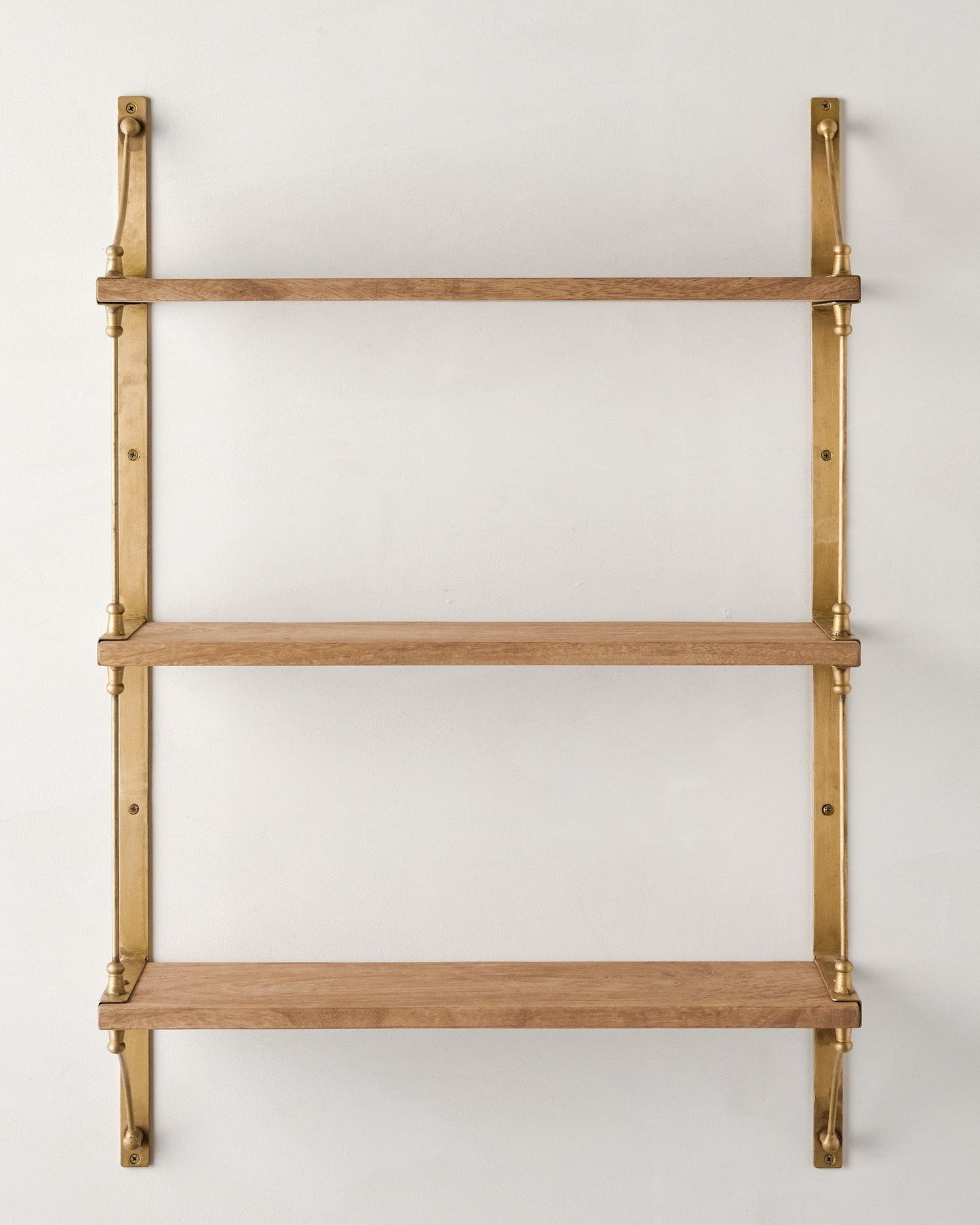Triple Parker Brass and Wood Shelf