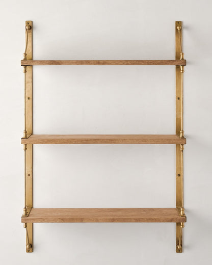 Triple Parker Brass and Wood Shelf