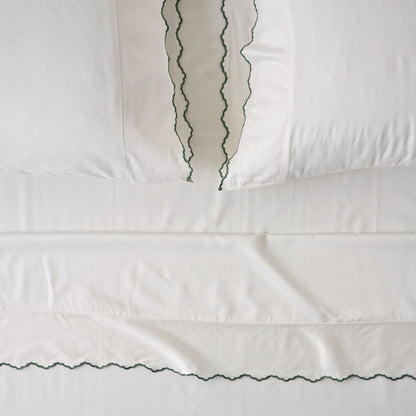 Dusty Green Flora Block Print Quilt + Sham Set (Queen)