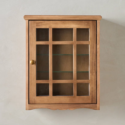 Antiqued Wood Window Pane Display Cabinet