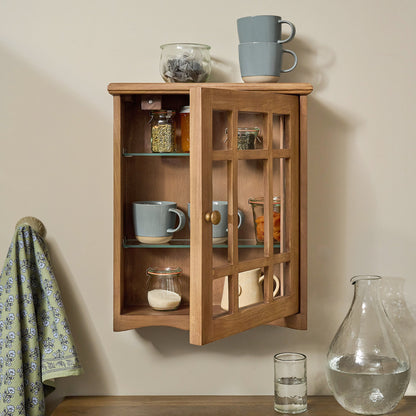 Antiqued Wood Window Pane Display Cabinet