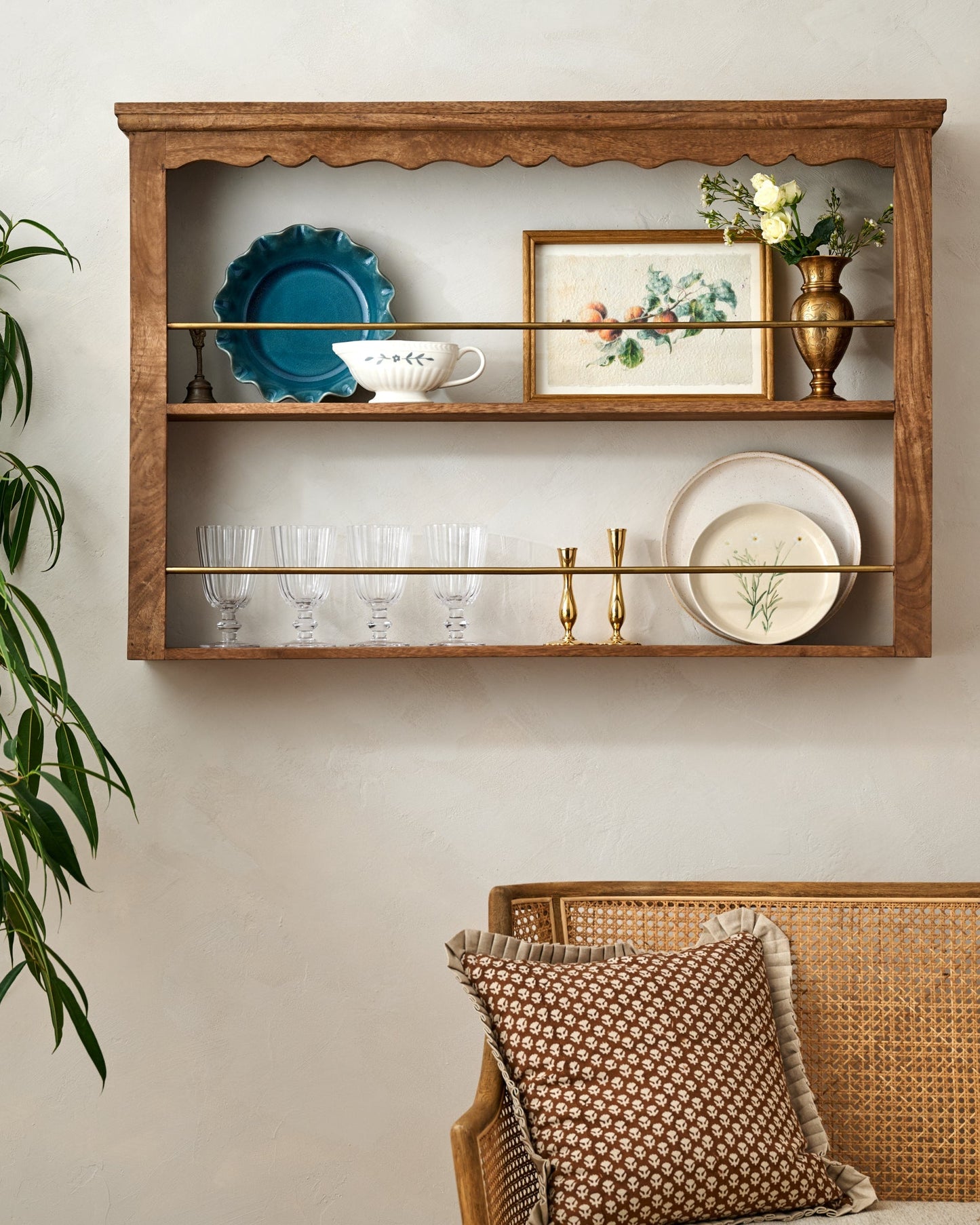 Jolene Wood and Brass Display Shelf