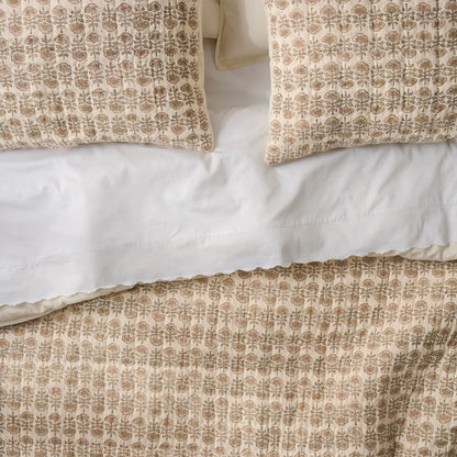 Natural Flora Block Print Quilt + Sham Set (King)