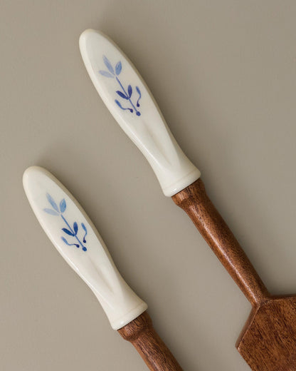 Vintage-Inspired Resin and Wood Servers, Set of 2