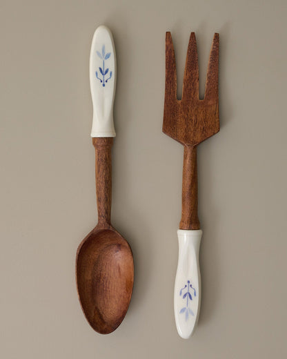 Vintage-Inspired Resin and Wood Servers, Set of 2