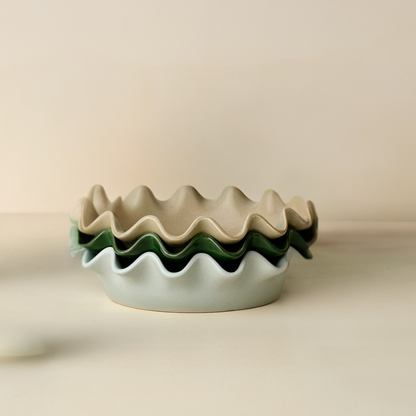 Loden Green Scalloped Pie Dish