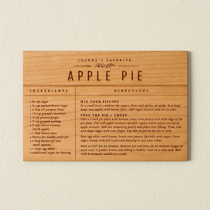 Wooden Recipe Card