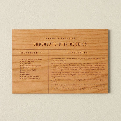 Wooden Recipe Card (Chocolate Chip Cookies)
