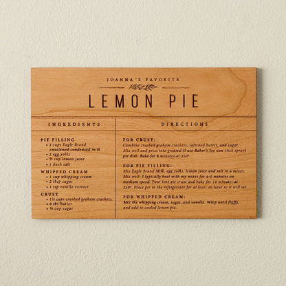 Wooden Recipe Card
