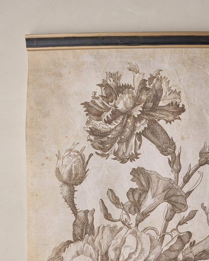 Set of II Vintage Floral Sketch Tapestry